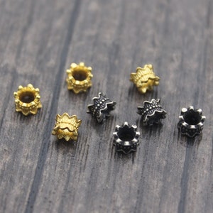 4 Sterling Silver Lotus Bead Caps,4x3mm Tiny Double Flower Bead Caps,Gold Plated Bead Caps,Double Bead Caps,Spacer Bead Caps