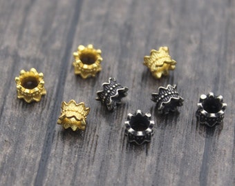 4 Sterling Silver Lotus Bead Caps,4x3mm Tiny Double Flower Bead Caps,Gold Plated Bead Caps,Double Bead Caps,Spacer Bead Caps