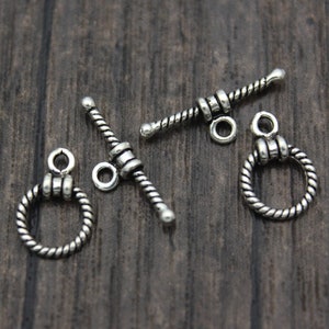 2 Sterling Silber Knebelverschlüsse, 8 mm runde Knebelverschluss-Set, gedrehte Knebelverschlüsse, Armbandverschlüsse, Halskettenverschlüsse