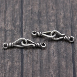 2 Sterling Silver S Hook Clasps,Sterling Silver Clasp Connectors,Hook Clasps,S Clasps,Necklace Clasps,Connector Clasps
