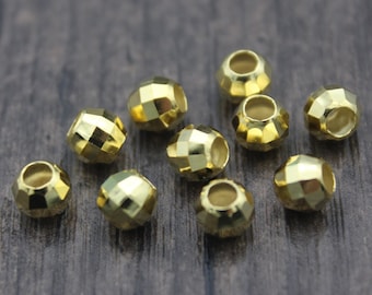 3mm 4mm 5mm 6mm Sterling Silver Faceted Beads,Gold Plated,Laser Cut,Diamond Cut Beads,Silver Spacer Beads,Silver Beads Spacer