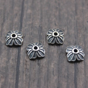 4pcs-7mm Sterling Silver Flower Bead Caps,Silver Bead Caps,Flower Caps