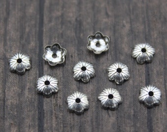 10 sterlingzilveren kralenkapjes,5 mm kleine zilveren kralenkapjes,zilveren kralenkapjes,bloemkapjes