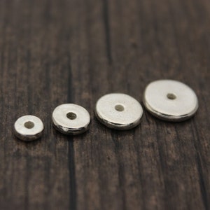 6mm 8mm 10mm 12mm 14mm Sterling Silber Perlen,Silber Rondelle Perlen,Silber Zwischenperlen,Silber flache runde Perlen,Münze Perlen,Silber Rad Perlen