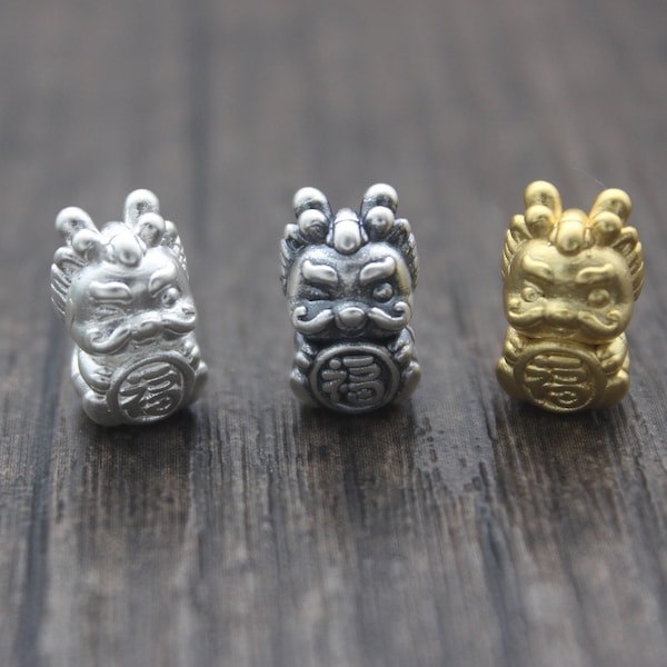 1PC Sterling Silver Dragon Bead,Silver 3D Dragon Bead,Zodiac Dragon Bead,Gold Plated Dragon Spacer Bead,Bracelet Bead