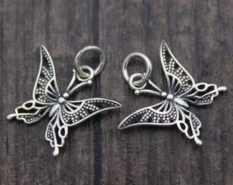 2 Sterling Silver Butterfly Charms,Hollow Silver Butterfly Charms,Bracelet Charms,Butterfly Jewelry