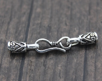 1PC Sterling Silver Cord End,3mm Sterling Silver Cord End Cap,Leather Cord End Cap,Silver Hook Clasp for Cord