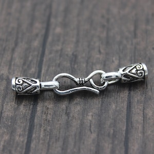 1PC Sterling Silver Cord End,3mm Sterling Silver Cord End Cap,Leather Cord End Cap,Silver Hook Clasp for Cord