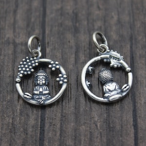 2 Sterling Silver Buddha Charms,Buddhist Bracelet Charms,Yoga Charms