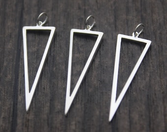 4 Sterling Silver Triangle Charms,Holllow Triangle Charms,Geometric Charms,Bracelet Charms,Earring Charms
