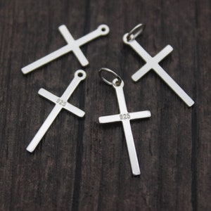 4 Sterling Silver Cross Charms,11x21mm Cross Bracelet Charms,Cross Earring Charms,Cross Jewelry