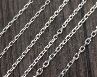 Sterling Silver Cable Chain,1.5mm 1.8mm 2.1mm Unfinished Cable Chain,Bulk Cable Chain 50cm Length