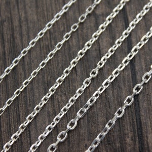 Sterling Silver Cable Chain,1.5mm 1.8mm 2.1mm Unfinished Cable Chain,Bulk Cable Chain 50cm Length