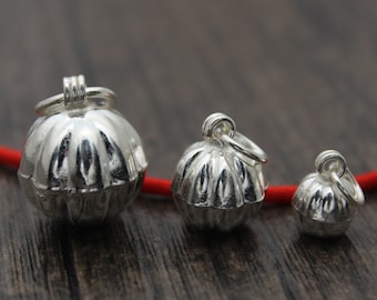 Sterlingzilveren belbedels, 8/10/12/15,5 mm sterlingzilveren pompoenbelbedels, jingle bells, kerstbedels