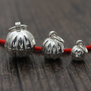 Sterling Silver Bell Charms,8/10/12/15.5mm Sterling Silver Pumpkin Bell Charms,Jingle Bells,Christmas Charms