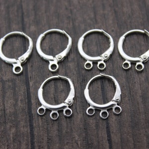 2 pares de ganchos de orelha em prata de lei com fecho de alavanca, ganchos de orelha redondos em prata com argola, argolas de brinco em prata, gancho de brinco