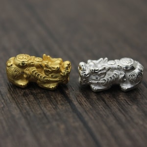 1PC Sterling Silver Pixiu Bead,Good Fortune Pixiu Bead,Lion Bead,Silver Spacer Bead