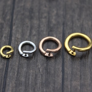 Sterling Silver Lock Jump Rings,Open Jump Rings,6mm 8mm 10mm 12mm 14mm Rose Gold Plated,Gold Plated Lock in Jump Rings image 1