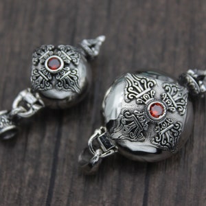 1PC Sterling Silver Prayer Box with Tibetan Om Mantra,Sterling Silver Locket Pendant,Silver Box Pendant,Wish Box