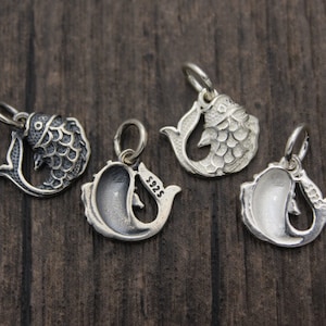 2 Sterling Silver Fish Charms,Silver Fish Charms,Bracelet Charms,Fish Jewelry