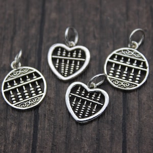 2 Sterling Silver Abacus Charms,Chinese Abacus Charms,Good Fortune,Lucky Charms,Gift for Accountant