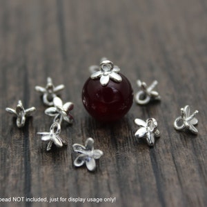 10pcs-6mm Sterling Silver Flower Bead Caps with Peg for Top Drilled Beads,Peg Bead Caps