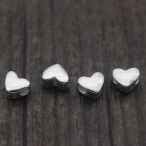 4 Sterling Silver Heart Beads,Silver Heart Spacer Beads,Silver Love Beads,Silver Love Heart Beads