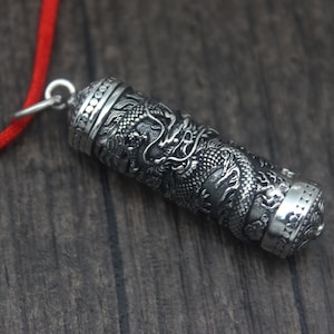 Sterling Silber Drachen Gebetsbox, Sterling Silber Drachenkopf Medaillon Anhänger, Parfüm Öl Flasche, Silber Box Anhänger, Wunsch-Box
