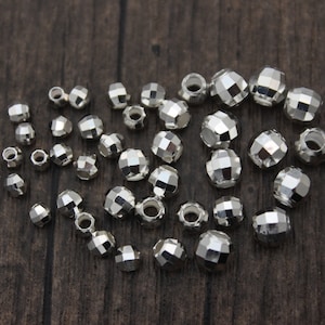 Sterling Silver Faceted Beads,3mm 4mm 5mm 6mm Silver Beads,Laser Cut,Diamond Cut Beads,Silver Spacer Beads,Silver Beads Spacer