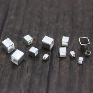 Sterling Silver Crimp Tubes,2mm 3mm 4mm Sterling Silver Crimp Beads,Square Crimp End Beads