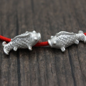 2pcs-999 Sterling Silver Fish Beads,Silver Fish Spacer Beads,3D Fish Beads