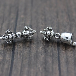 Sterling Silber Vajra Dorje Kreuz Anhänger, buddhistische Dorje Anhänger, Dorje Glocke Anhänger, tibetische Vajra Dorje Glocke Anhänger