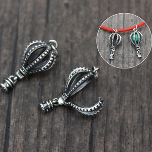 1PC Sterling Silver Hot Air Balloon Charm,Silver Fire Balloon Locket Charm (can be opened)