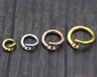 Sterling Silver Lock Jump Rings,Open Jump Rings,6mm 8mm 10mm 12mm 14mm Rose Gold Plated,Gold Plated Lock in Jump Rings