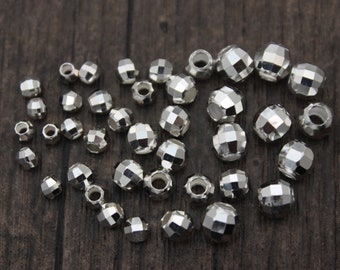 Sterling Silver Faceted Beads,3mm 4mm 5mm 6mm Silver Beads,Laser Cut,Diamond Cut Beads,Silver Spacer Beads,Silver Beads Spacer