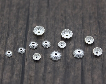 3mm 4mm 5mm Sterling Silver Bead Caps,Tiny Silver Flower Bead Caps,Silver Bead Caps,Flower Caps
