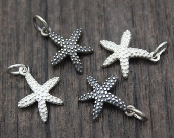 2 sjöstjärnor i sterlingsilver, havsberlocker, strandberlocker, sommarberlocker