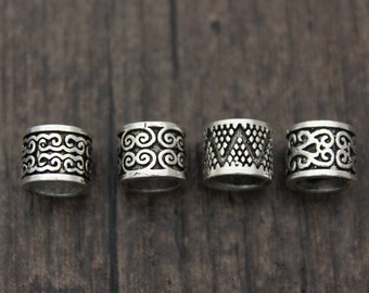 2 Sterling Silver Barrel Beads,6mm Large Hole,Silver Tube Beads,Silver Spacer Beads,Silver Beads Spacers