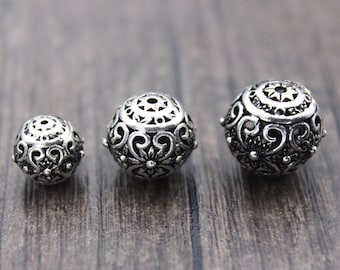 10mm/12mm/14mm/18mm Sterling Silver Bead,Sterling Silver Spacer Bead,Hollow Flower Bead,Flower Spacer Bead,Silver Flower Bead Spacer