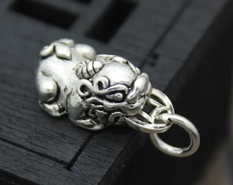Sterling Silver Animal Charm,Lucky Animal Pixiu Charm Pendant,Good Fortune Pixiu Charm,Silver Lion Charm