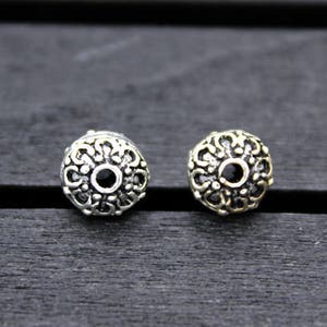 2 Sterling Silver Rondelle Beads,7mm Sterling Silver Spacer Beads,Flat Round Beads,Silver Beads Spacer,Wheel Beads image 3