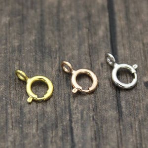10 Sterling Silver Spring Clasps,5MM Gold Plated,Rose Gold,Silver Spring Ring Clasps,Necklace Clasps,Bracelet Clasps