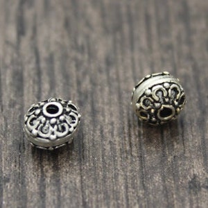 2 Sterling Silver Rondelle Beads,7mm Sterling Silver Spacer Beads,Flat Round Beads,Silver Beads Spacer,Wheel Beads image 2