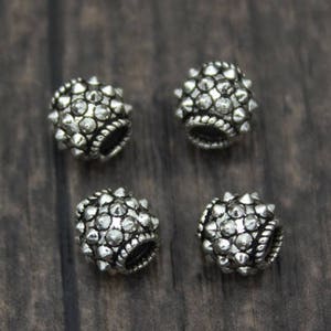 4 Sterling Silber Perlen,7x6mm Sterling Silber Spacer Perlen,Silber Perlen Spacer