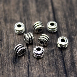 10 Sterling Silver Beads,4x3mm Sterling Silver Spacer Beads,Silver Barrel Beads,Silver Spacers,Silver Beads Spacer