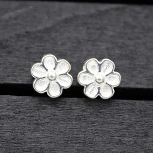 4 Sterling Silver Flower Beads,6mm/7mm Silver Flower Spacer Beads,Sterling Silver Flat Beads,Silver Beads Spacer