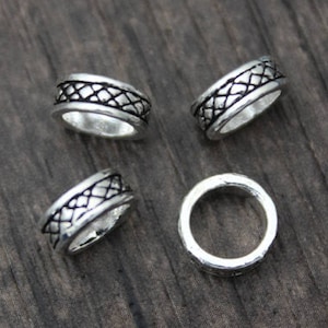 4 Sterling Silber Rondelle Perlen, 8 x 3 mm Sterling Silber Spacer Perlen, Silber Beads Spacer, 5,8 mm großes Loch
