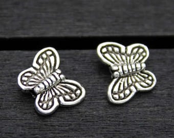 2 Sterling silver butterfly beads,silver butterfly spacer beads,sterling silver butterfly,silver spacer beads