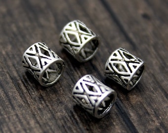 4PCS-5.5MM Sterling Silver Beads,Silver Spacer Beads,3.7mm Large Hole,Hollow Beads,Diamond Beads,Silver Beads Spacer