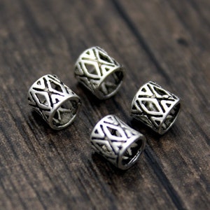 4 pezzi - Perline in argento sterling da 5,5 mm, perline distanziatrici in argento, foro grande da 3,7 mm, perline cave, perline diamantate, perline distanziatrici in argento